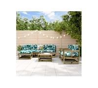 Vidaxl Salon De Jardin 7 Pcs Bois De Pin Imprégné
