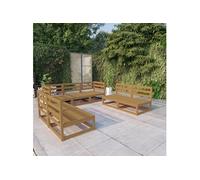 7-delige Loungeset massief grenenhout honingbruin3075422