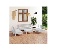 7-delige Loungeset massief grenenhout wit3082558