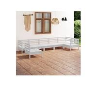 Vidaxl Salon De Jardin 7 Pcs Bois De Pin Massif Blanc