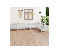 Vidaxl Salon De Jardin 7 Pcs Bois De Pin Massif Blanc