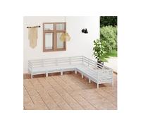 Vidaxl Salon De Jardin 7 Pcs Bois De Pin Massif Blanc