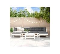 Vidaxl Salon De Jardin 7 Pcs Blanc Bois De Pin Massif