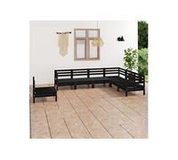 7-delige Loungeset massief grenenhout zwart3083038