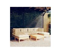7-delige Loungeset met crÃmekleurige kussens grenenhout3097085