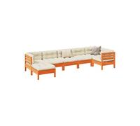 7-delige Loungeset met kussens massief grenenhout wasbruin3299549
