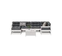 7-delige Loungeset met kussens massief grenenhout wit3250945