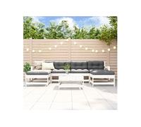 Vidaxl Salon De Jardin 7 Pcs Avec Coussins Blanc Bois Massif