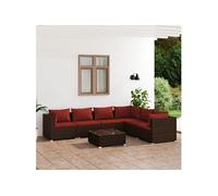 vidaXL 7-delige Loungeset met kussens poly rattan bruin3101731 Marron G