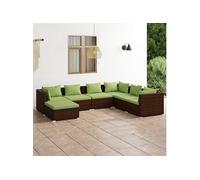 Vidaxl Salon De Jardin 7 Pcs Avec Coussins Résine Tressée Marron Marron