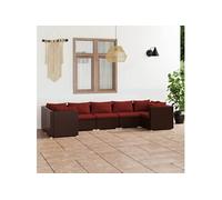 7-delige Loungeset met kussens poly rattan bruin3101955