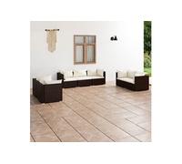 Salon de Jardin 8 pcs avec Coussins Résine Tressée Marron Mobilier vidaXL