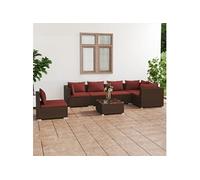 vidaXL 7-delige Loungeset met kussens poly rattan bruin3102331 Marron G