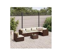 Vidaxl Salon De Jardin Avec Coussins 7 Pcs Marron Résine Tressée