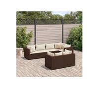 Vidaxl Salon De Jardin Avec Coussins 7 Pcs Marron Résine Tressée