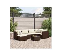 7-delige Loungeset met kussens poly rattan bruin3308217