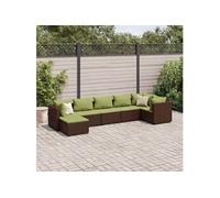 7-delige Loungeset met kussens poly rattan bruin3308230