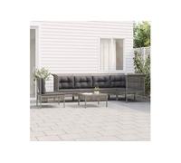 7-delige Loungeset met kussens poly rattan grijs3187525