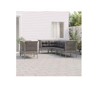 vidaXL 7-delige Loungeset met kussens poly rattan grijs3187541 Gris G