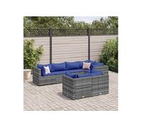 vidaXL 7-delige Loungeset met kussens poly rattan grijs3308191 G