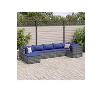 vidaXL 7-delige Loungeset met kussens poly rattan grijs3308231 G