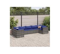 7-delige Loungeset met kussens poly rattan grijs3308263