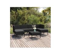 vidaXL 7-delige Loungeset met kussens poly rattan zwart3094537 Noir G