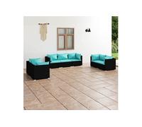 Vidaxl Salon De Jardin 7 Pcs Avec Coussins Résine Tressée Noir Noir