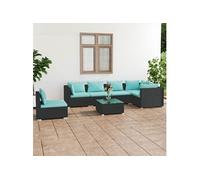 7-delige Loungeset met kussens poly rattan zwart3102329