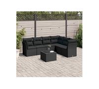 vidaXL 7-delige Loungeset met kussens poly rattan zwart3249524 G