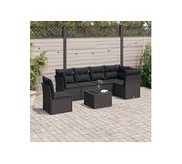 Vidaxl Salon De Jardin 7 Pcs Avec Coussins Noir Résine Tressée