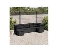 7-delige Loungeset met kussens poly rattan zwart3249804