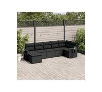 Vidaxl Salon De Jardin 7 Pcs Avec Coussins Noir Résine Tressée