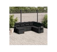 Vidaxl Salon De Jardin 7 Pcs Avec Coussins Noir Résine Tressée