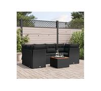 7-delige Loungeset met kussens poly rattan zwart3255824