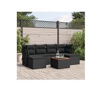7-delige Loungeset met kussens poly rattan zwart3256097