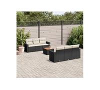 7-delige Loungeset met kussens poly rattan zwart3256343