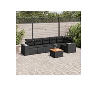 7-delige Loungeset met kussens poly rattan zwart3257784