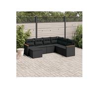 7-delige Loungeset met kussens poly rattan zwart3258604