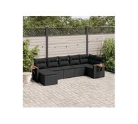 Vidaxl Salon De Jardin 7 Pcs Avec Coussins Noir Résine Tressée