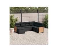 7-delige Loungeset met kussens poly rattan zwart3260284