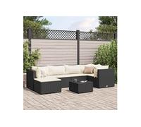 7-delige Loungeset met kussens poly rattan zwart3308216