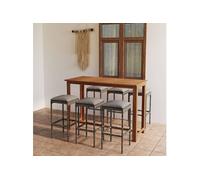 vidaXL Ensemble de bar de jardin avec coussins 7 pcs Gris