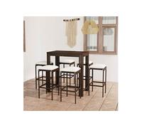 7-delige Tuinbarset met kussens poly rattan bruin3064783