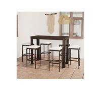 7-delige Tuinbarset met kussens poly rattan bruin3064786