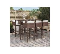 7-delige Tuinbarset met kussens poly rattan bruin3200649