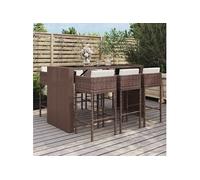 7-delige Tuinbarset met kussens poly rattan bruin3200663