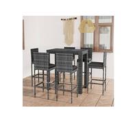 7-delige Tuinbarset met kussens poly rattan grijs3064799
