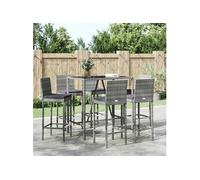 7-delige Tuinbarset met kussens poly rattan grijs3187646