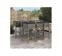 7-delige Tuinbarset met kussens poly rattan grijs3200653